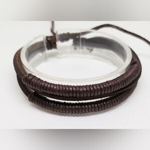 Men's bracelet‎ leather layered brown new e74